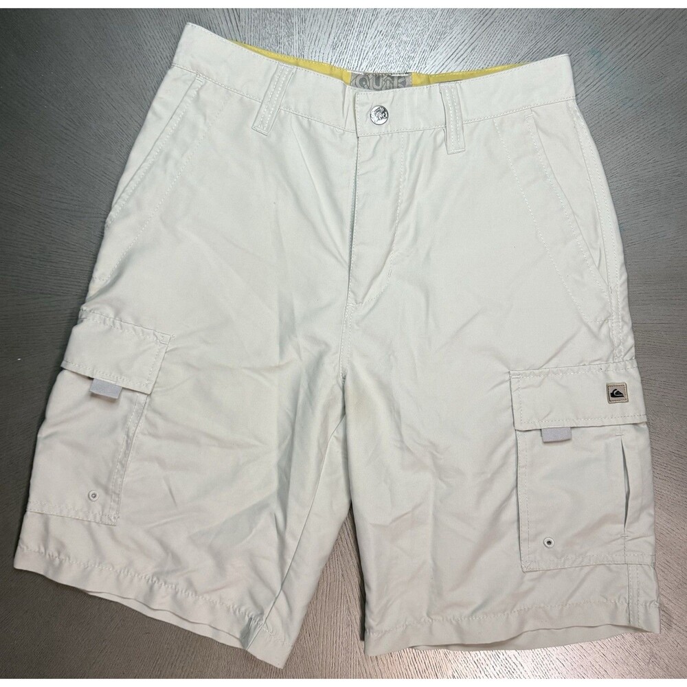 Vtg Y2K Quiksilver Cargo Shorts Mens 28 Khaki Tan Tech Quick Dry Hybrid Skate